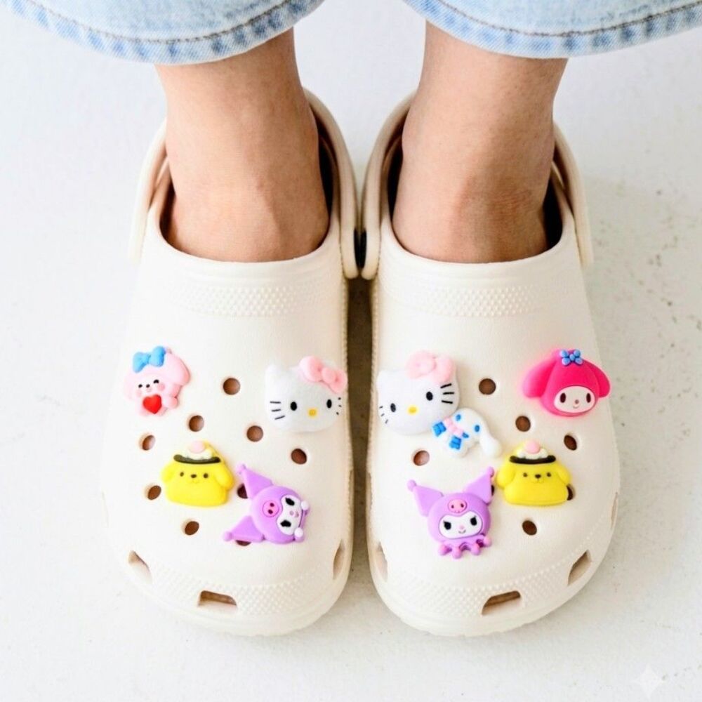 SHOE CHARMS 6 Pieces Hello Kitty and Friends Colorful 3D Kawaii Characters NEW